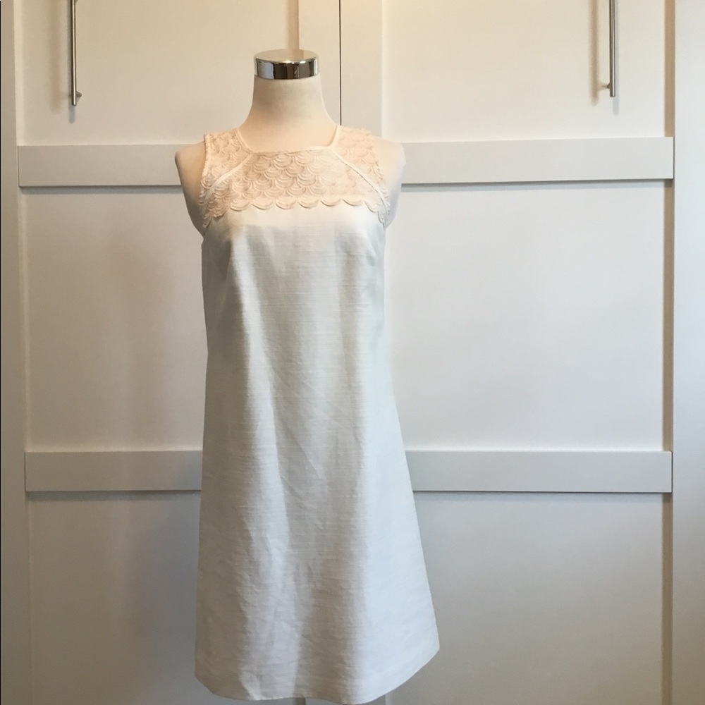 LOFT Ivory Lace Yoke Midi Dress